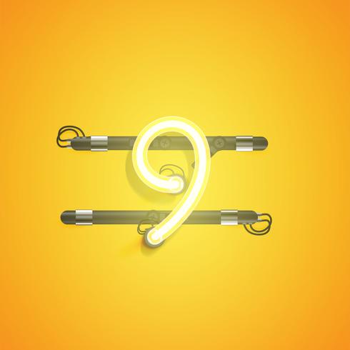 High detailed neon character from a set, vector illustration