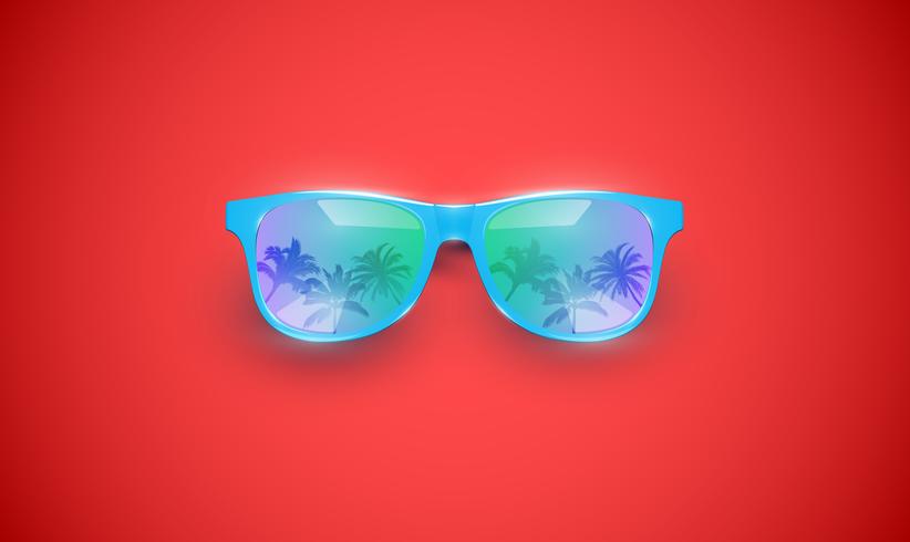 Gafas de sol vector realista en un fondo colorido, ilustración vectorial