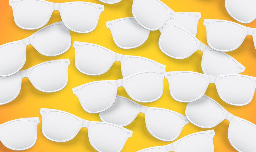 Blank white sunglasses on yellow background, vector illustration