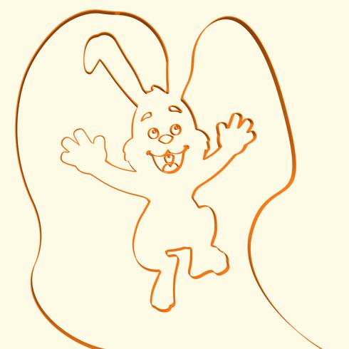 3D línea arte conejo animal ilustración, ilustración vectorial vector