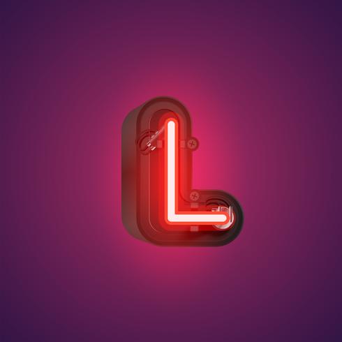 Realistic neon character from a set with console, vector illustration