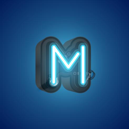 Realistic neon character from a set with console, vector illustration