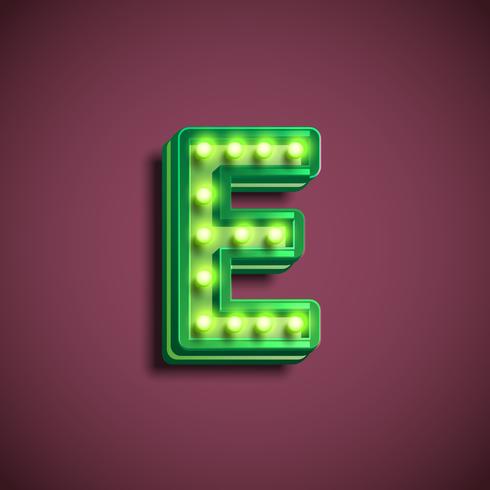 'Broadway' character with lamps from a fontset, vector illustration