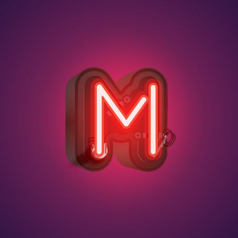 Realistic neon character from a set with console, vector illustration