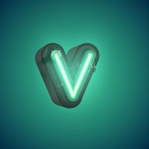 Realistic neon character from a set with console, vector illustration