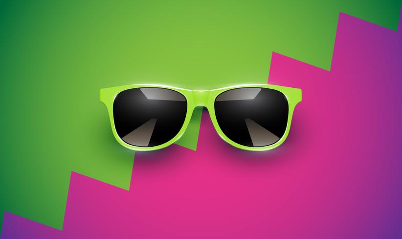 Realistic vector sunglasses on a colorful background, vector illustration