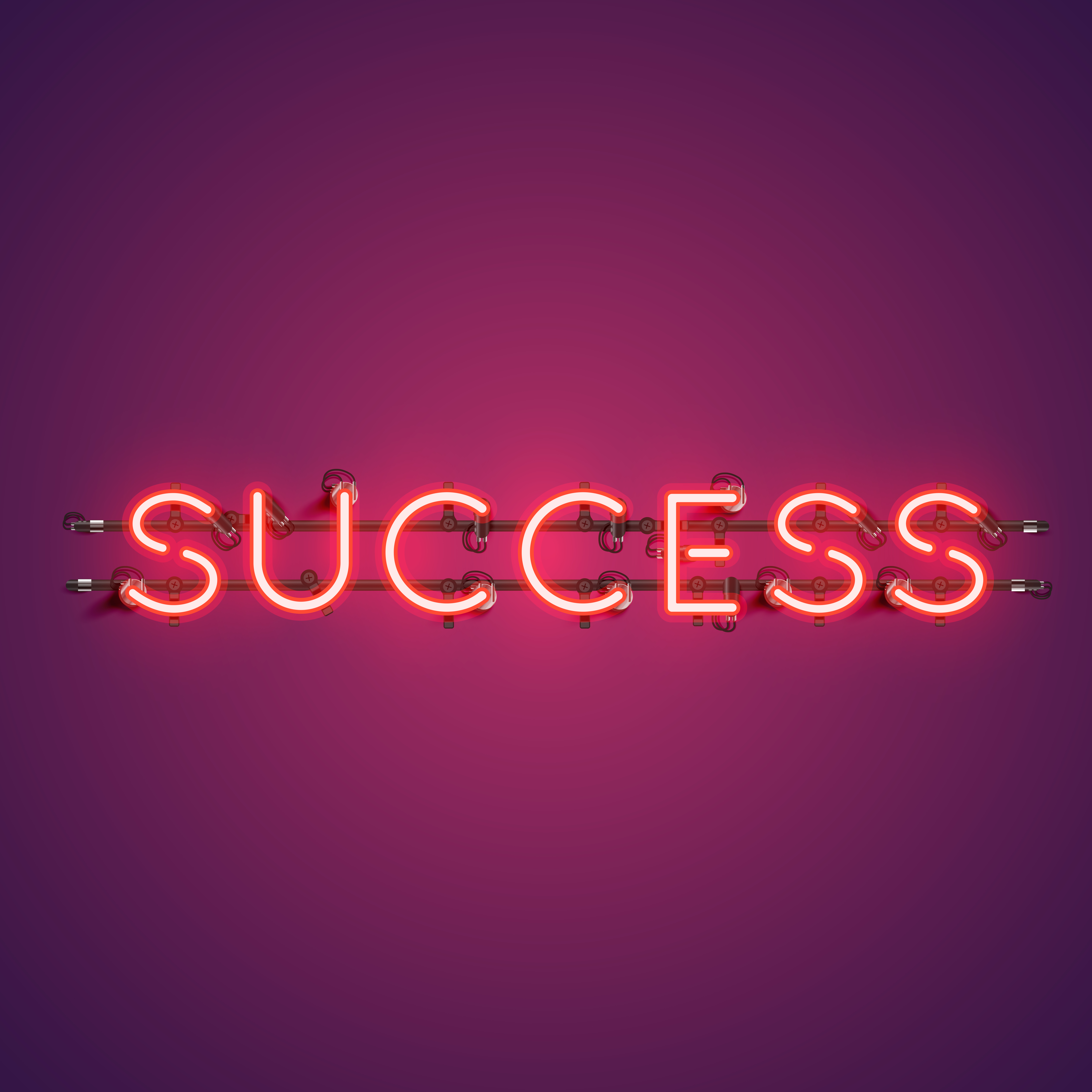 Neon realistic word 'SUCCESS' for advertising, vector illustration 450313 Vector Art at Vecteezy