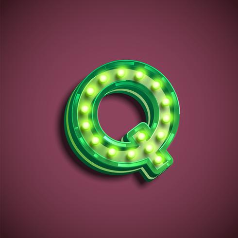 'Broadway' character with lamps from a fontset, vector illustration