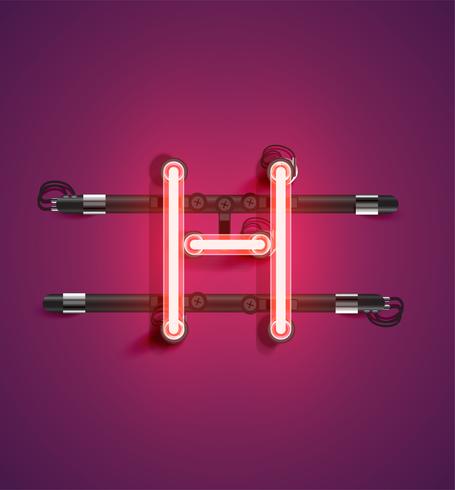 High detailed neon character from a set, vector illustration