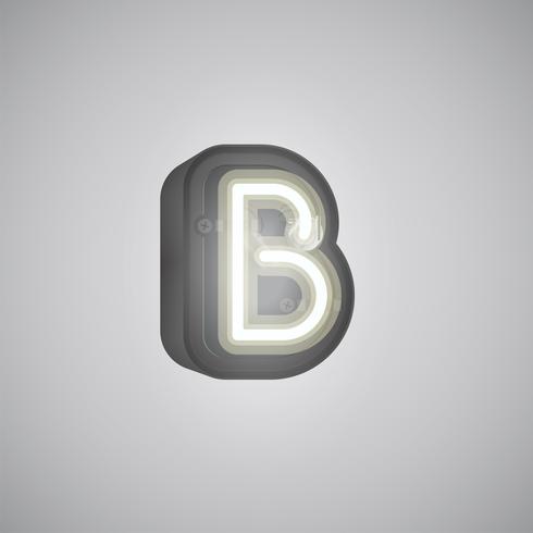 Realistic neon character from a set with console, vector illustration