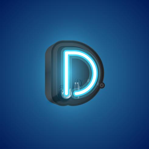 Realistic neon character from a set with console, vector illustration