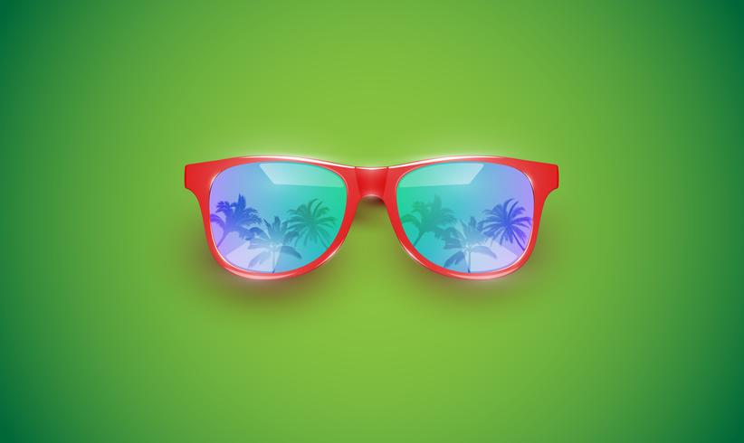 Gafas de sol vector realista en un fondo colorido, ilustración vectorial