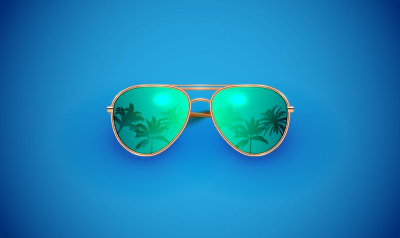 Gafas de sol vector realista en un fondo colorido, ilustración vectorial