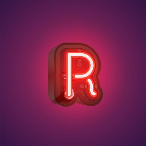 Realistic neon character from a set with console, vector illustration