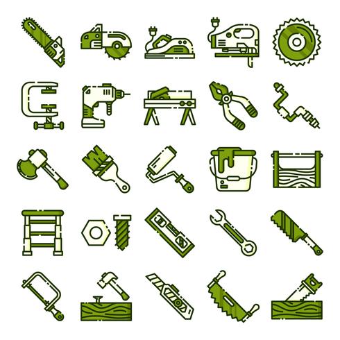 Pack de iconos de carpintero vector