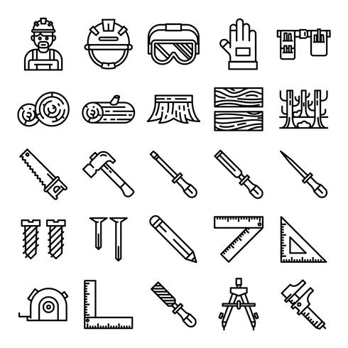 Carpenter icons pack vector