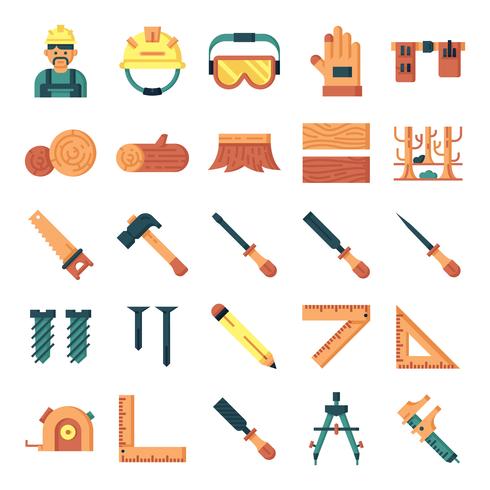 Carpenter icons pack vector