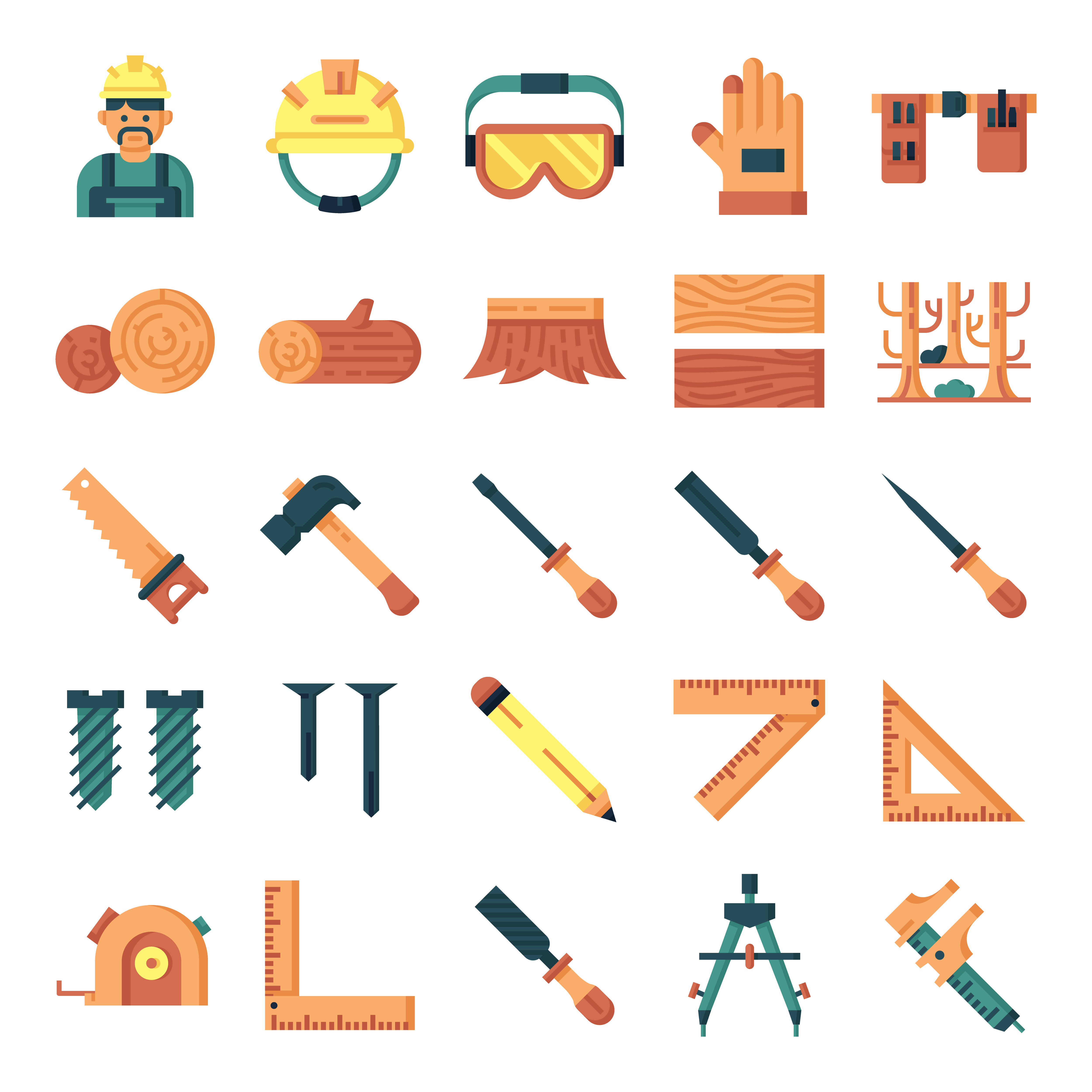 Carpenter icons pack 450702 Vector Art at Vecteezy