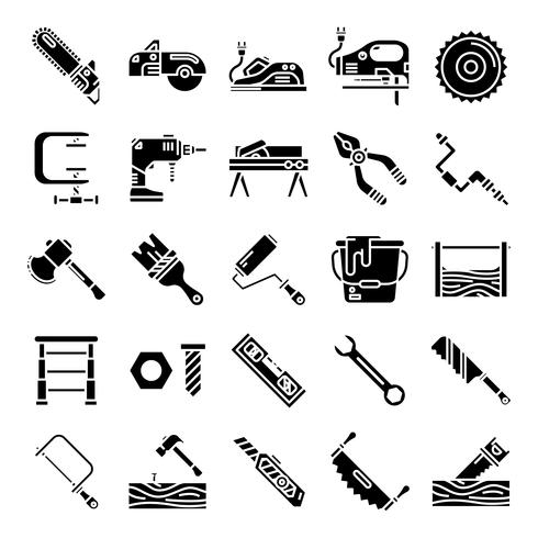 Carpenter icons pack vector