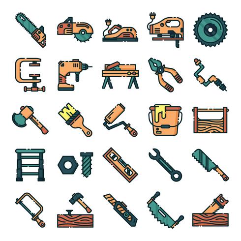 Carpenter icons pack vector