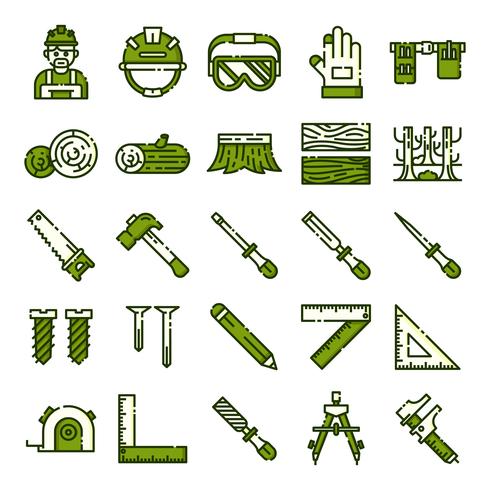 Pack de iconos de carpintero vector