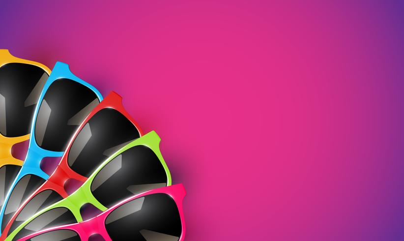 Realistic vector sunglasses on a colorful background, vector illustration