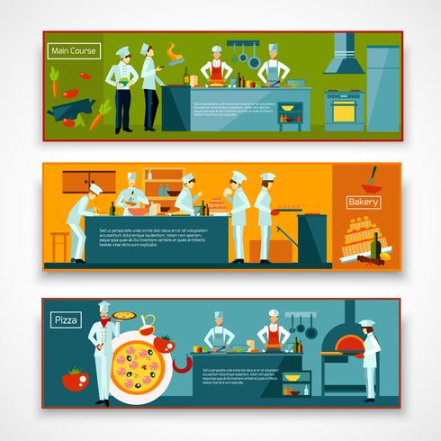 Set de Banners de Cooking People vector