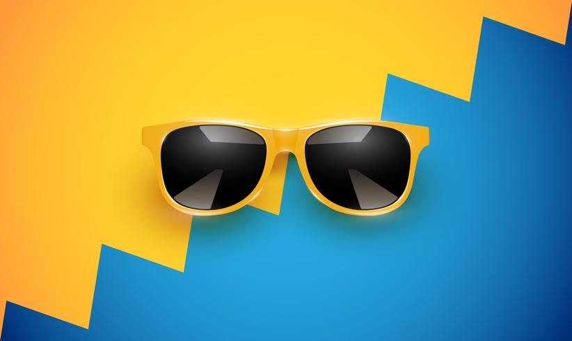 Realistic vector sunglasses on a colorful background, vector illustration