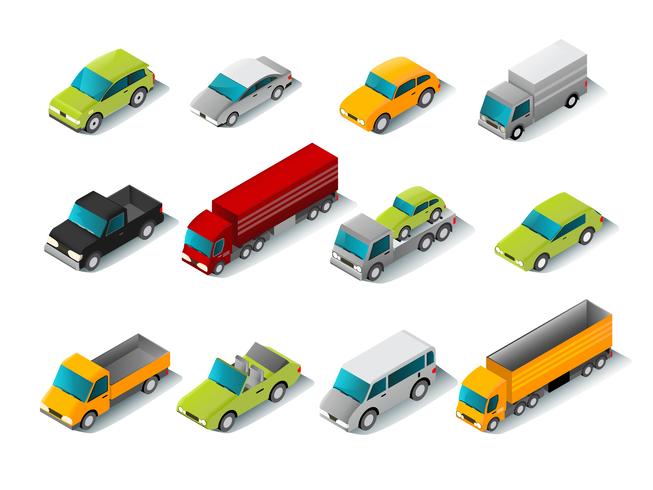 Isometric Car Icons Set vector