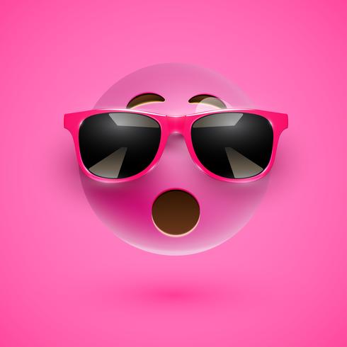 Smiley 3D de alto nivel con gafas de sol sobre un fondo colorido, ilustración vectorial vector