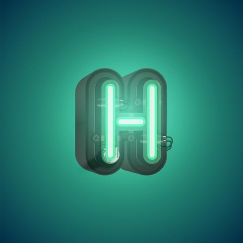 Realistic neon character from a set with console, vector illustration ...