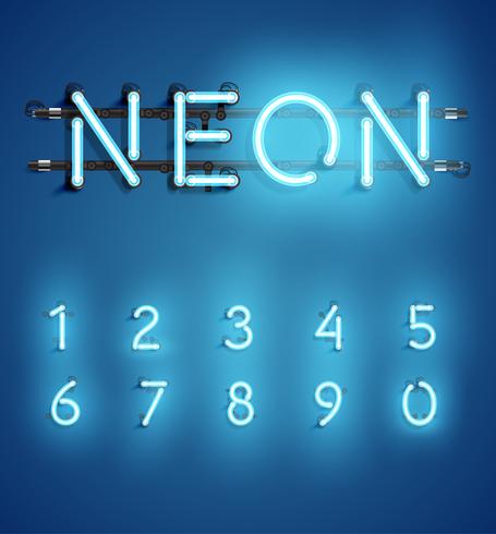High detailed neon character set, vector illustration