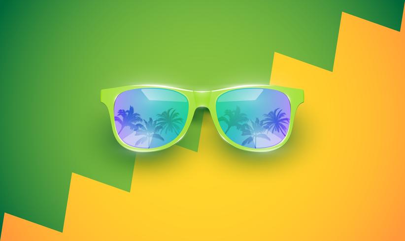 Gafas de sol vector realista en un fondo colorido, ilustración vectorial