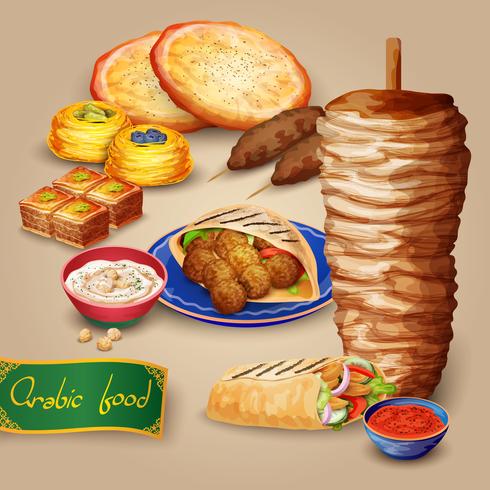  Arabic Food Set vector
