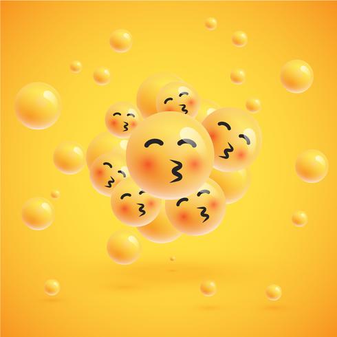 A high detailed group of emoticons on a yellow background, vector illustration