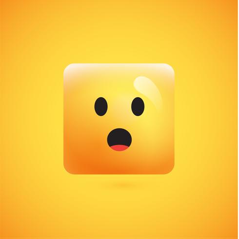 Alto detallado emoticon cuadrado amarillo sobre un fondo amarillo, ilustración vectorial vector