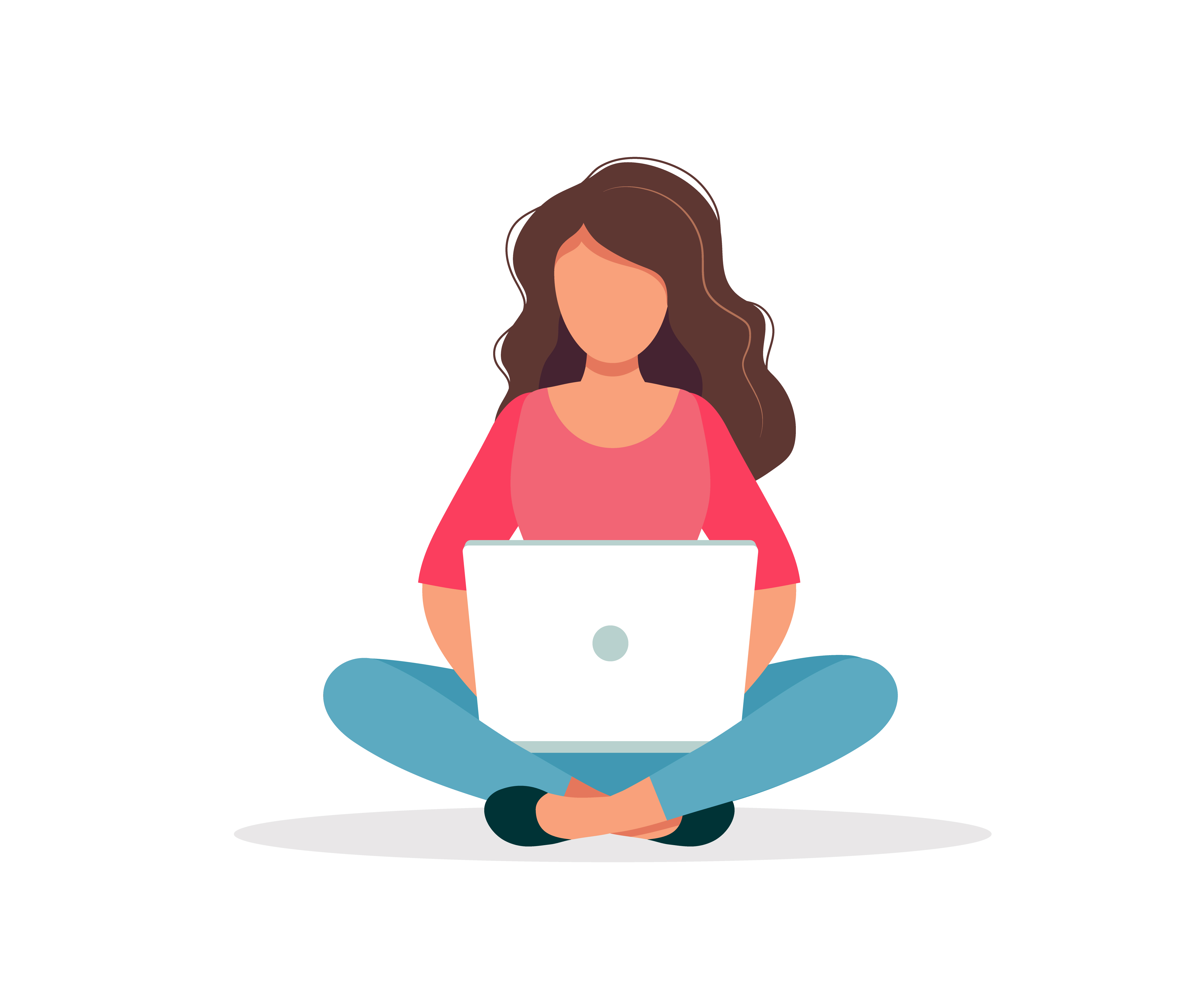 Woman with laptop sitting isolated on white background. Concept  illustration for working, freelancing, studying, education, work from home.  Vector illustration in flat cartoon style 450872 Vector Art at Vecteezy