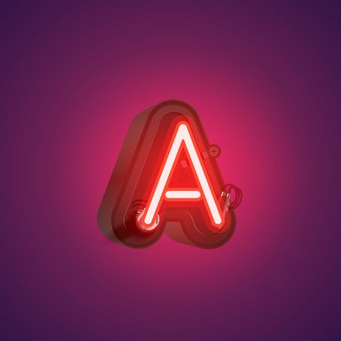 Realistic neon character from a set with console, vector illustration