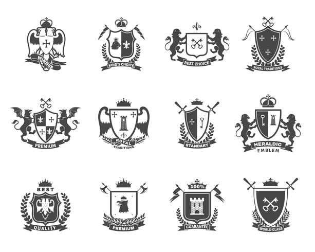 Heraldic Premium Quality Emblems Set vector