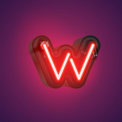 Realistic neon character from a set with console, vector illustration
