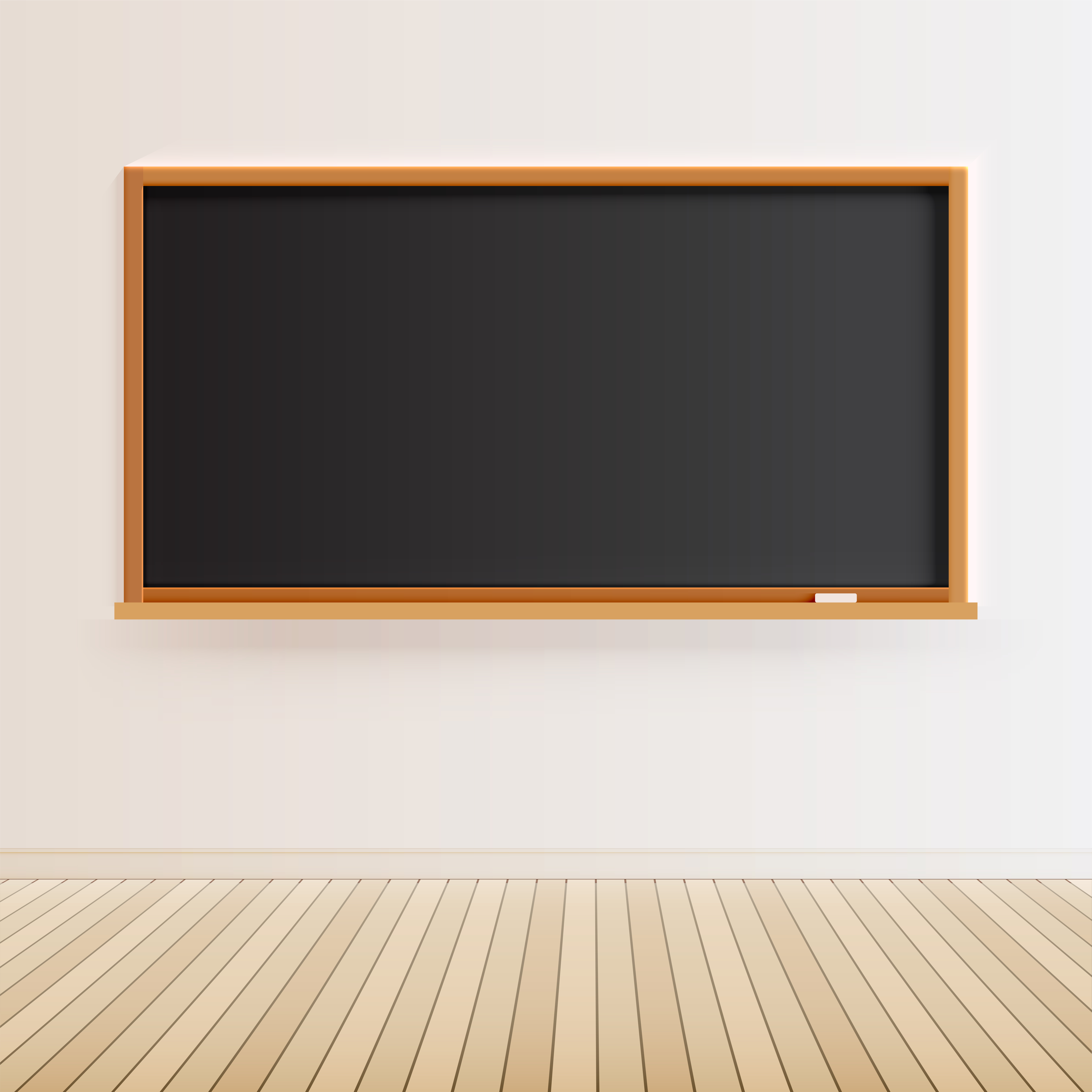 High detailed black chalkboard with wooden floor, vector illustration