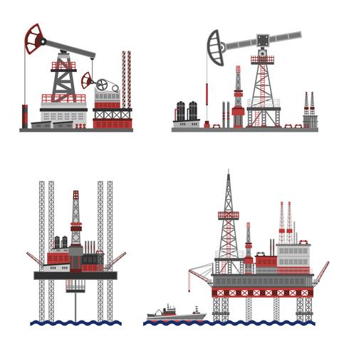 Set de Plataforma Petrolera Petrolera vector