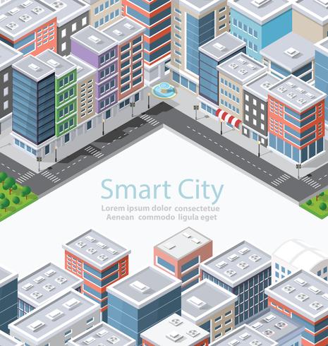 Smart city in isometric vector