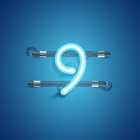 High detailed neon character from a set, vector illustration