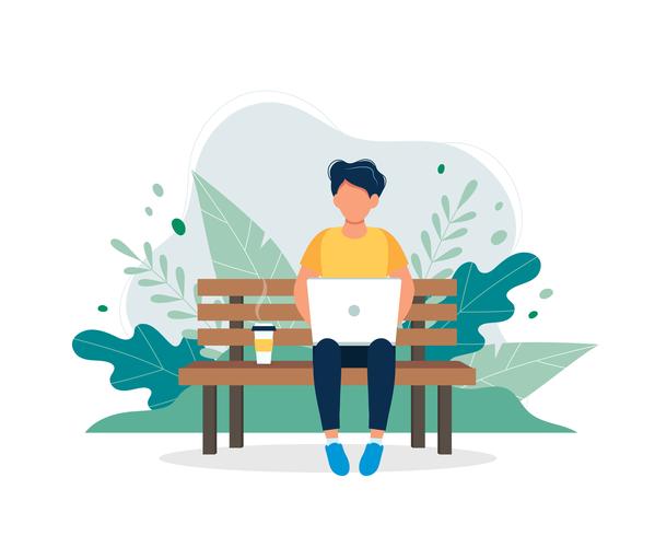 Ilustracion Hombre En Computadora Dibujo