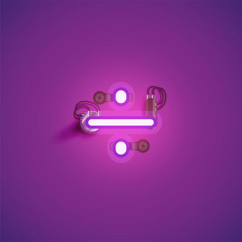 Pink realistic neon character with wires and console from a fontset, vector illustration