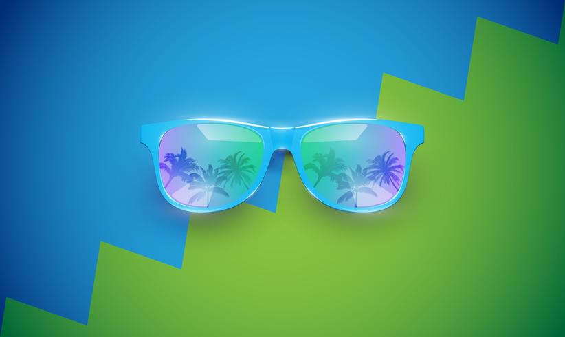 Gafas de sol vector realista en un fondo colorido, ilustración vectorial