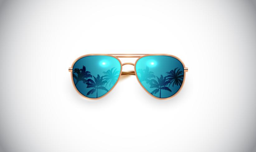 Gafas de sol vector realista en un fondo colorido, ilustración vectorial