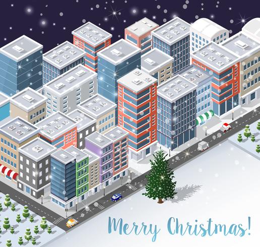 Navidad invierno ciudad fondo d vector