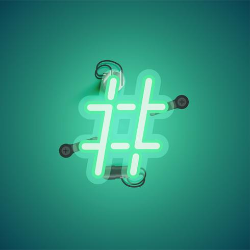 Green realistic neon character with wires and console from a fontset, vector illustration